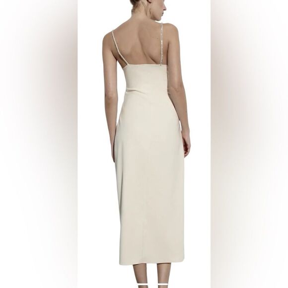 ZARA Oyster White Sparkly Strip Long Slip Dress Size S. - Picture 11 of 11